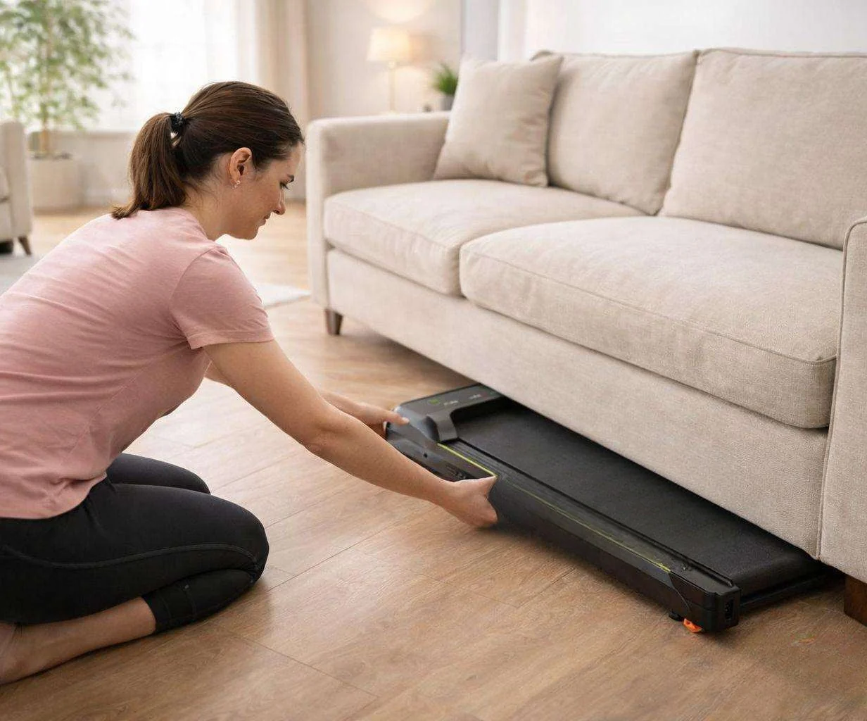Dreamy World Walking Pad sliding under a sofa at home